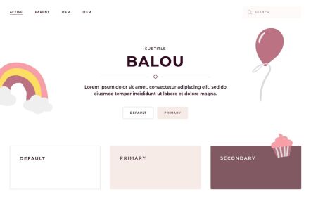 Balou Joomla template UI Elements in White Pink Style