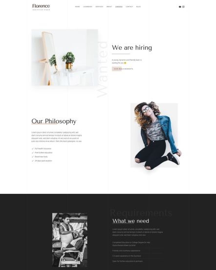 Florence WordPress theme Careers Layout