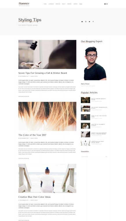 Florence WordPress Theme Index Layout