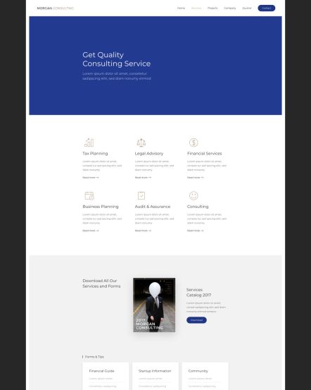 Morgan Consulting Joomla template Services Layout