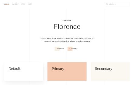 Florence WordPress theme UI Elements in White Orange Style