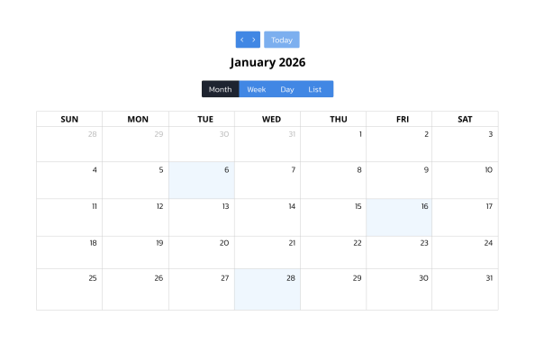 YOOcalendar Element for YOOtheme Pro page builder