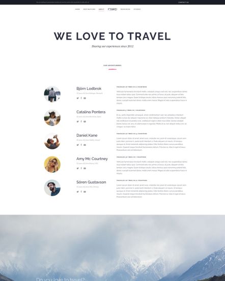 Fjord WordPress theme Team Layout