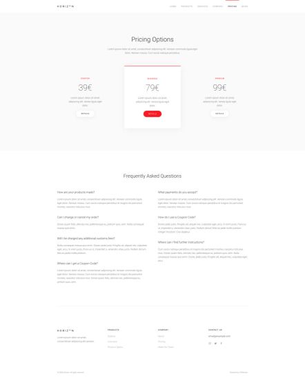 Horizon WordPress theme Pricing Layout