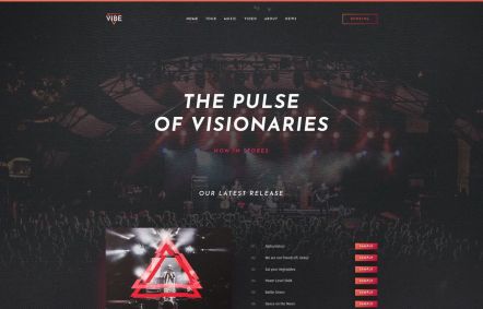 Vibe WordPress theme Home Page in Dark Red Style