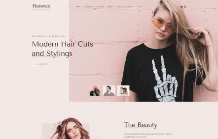 Florence WordPress theme Home Page in Light Pink Style