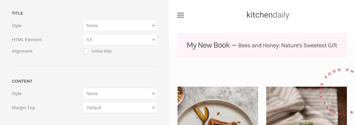 Alert element settings