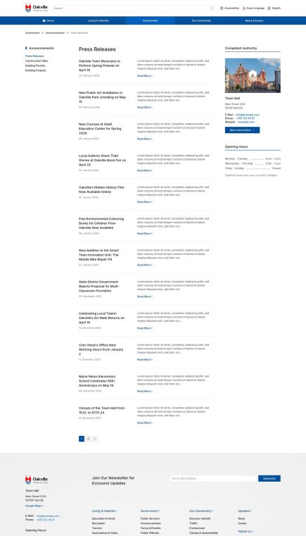 Oakville Joomla Template Index Layout