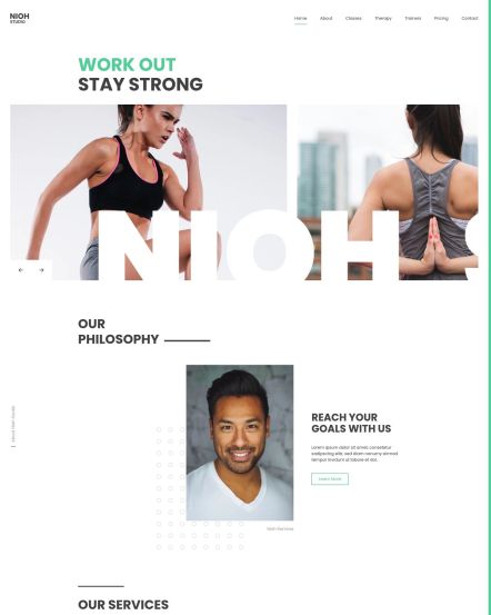Nioh Studio WordPress theme Home Layout