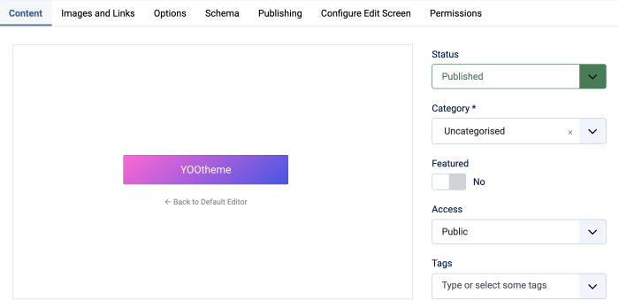 Joomla article edit view