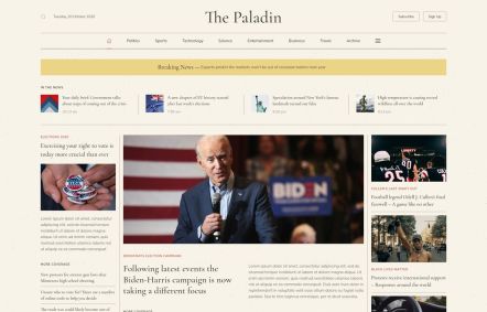 Paladin Joomla template Home Page in Light Red Style