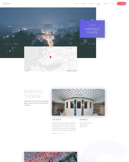 Sonic WordPress theme Location Layout