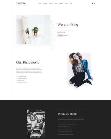 Florence WordPress theme Careers Layout