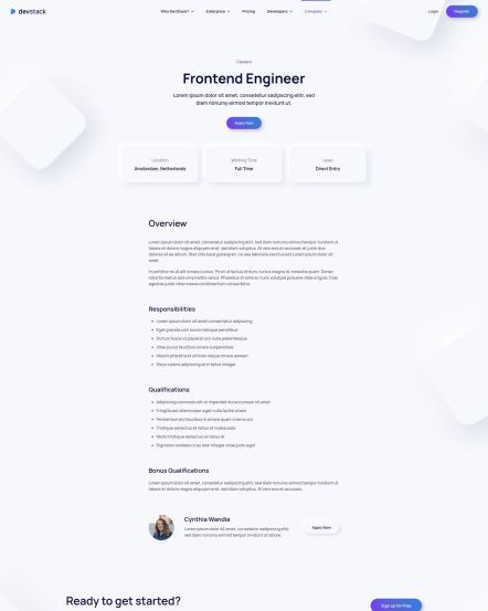 DevStack Joomla template Job Description Layout