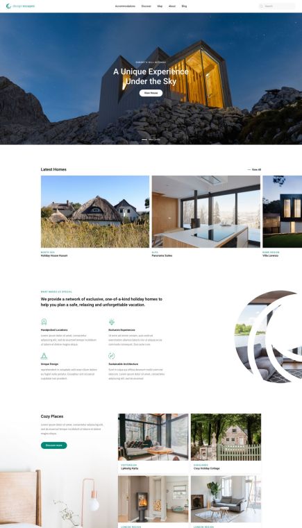 Design Escapes WordPress Theme Home Layout