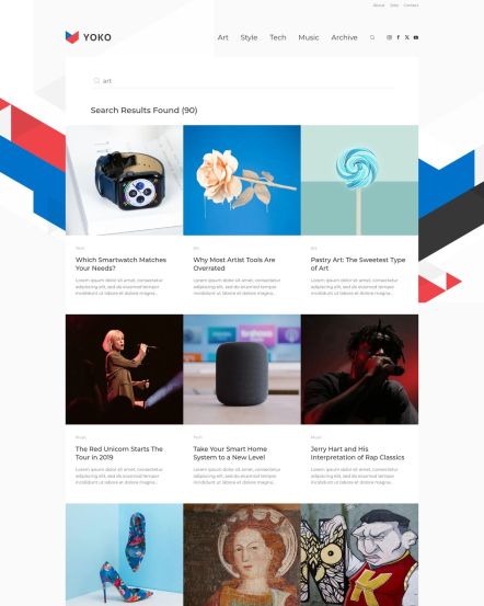 Yoko Joomla template Search Layout