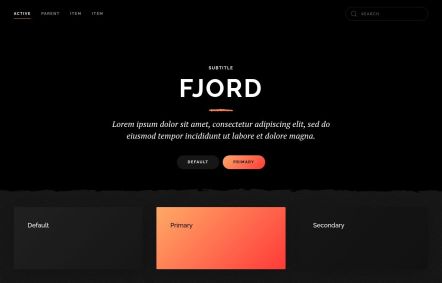 Fjord WordPress theme UI Elements in Black Orange Style