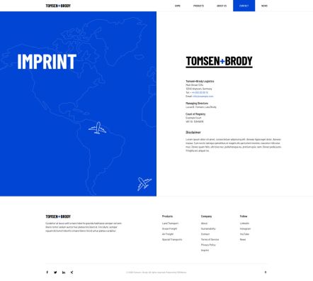 Tomsen Brody Joomla template Imprint Layout