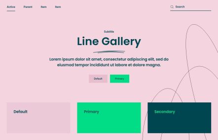 Line Gallery WordPress theme UI Elements in Colored Green Style