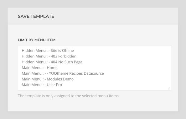 Menu Item Specific Templates for YOOtheme Pro page builder