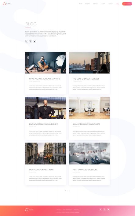 Sonic WordPress theme Post Index Layout