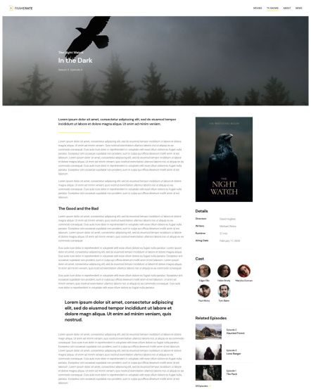 Framerate WordPress theme TV Show Post Layout