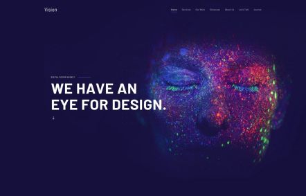 Vision WordPress theme Home Page in White Lilac Style