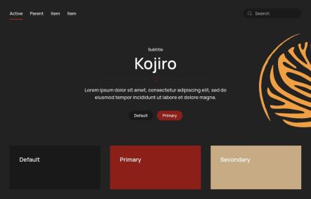 Kojiro Joomla template UI Elements in Dark Red Style