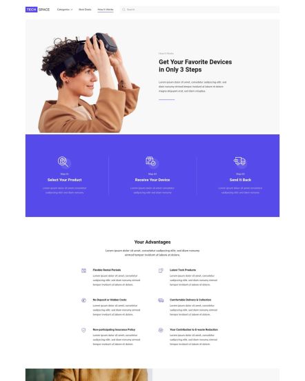 Tech Space WooCommerce theme Rental Service Layout