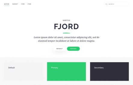 Fjord WordPress theme UI Elements in White Green Style