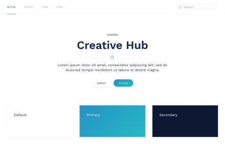 Creative Hub WordPress theme UI Elements in White Turquoise Style
