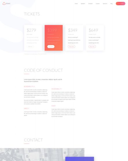 Sonic WordPress theme Pricing Layout