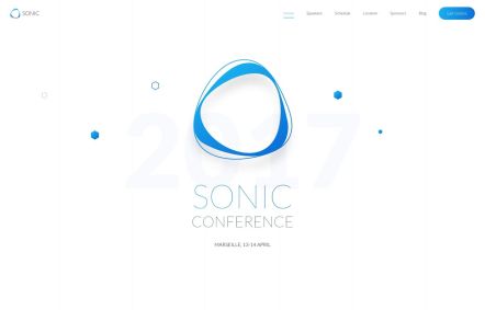 Sonic WordPress theme Home Page in White Blue Style