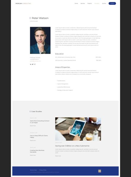 Morgan Consulting Joomla template Person Layout