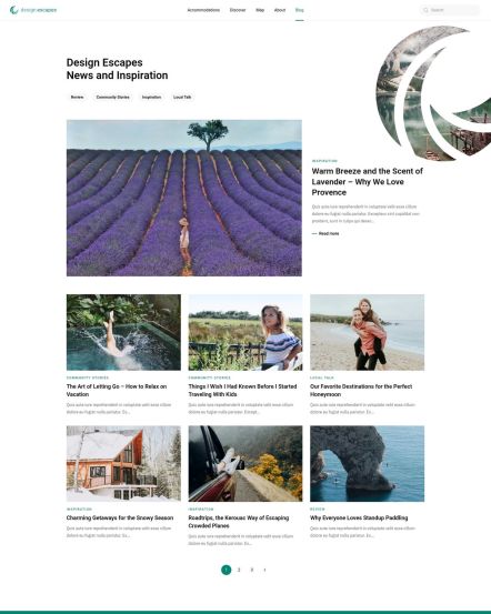 Design Escapes WordPress theme Post Index Layout