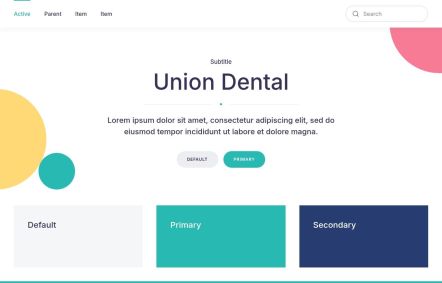 Union Dental WordPress theme UI Elements in White Turquoise Style