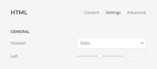 HTML element settings