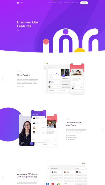 Flow WordPress Theme Features Layout