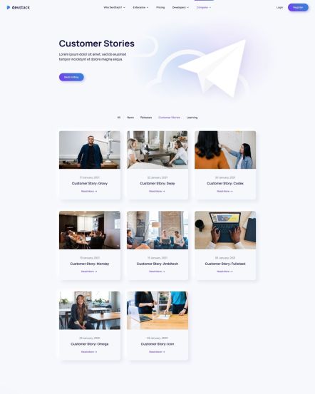 DevStack Joomla template Post Category Layout