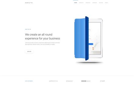 Horizon Joomla template Home Page in White Blue Style