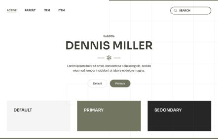 Dennis Miller WordPress theme UI Elements in White Green Style