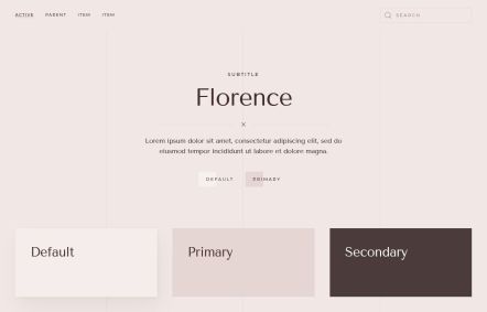 Florence WordPress theme UI Elements in Light Pink Style