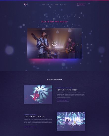 Vibe WordPress theme Music Videos Layout