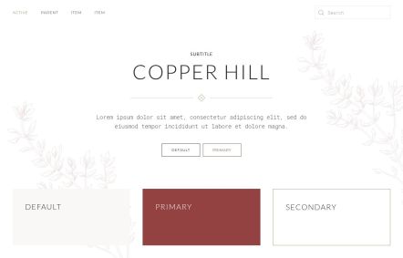 Copper Hill WordPress theme UI Elements in White Red Style