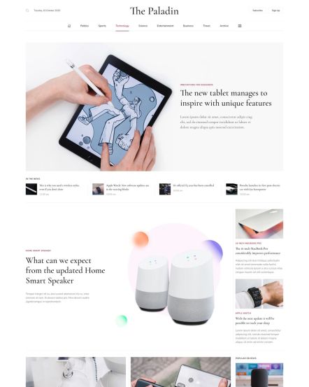 Paladin WordPress theme Technology Layout