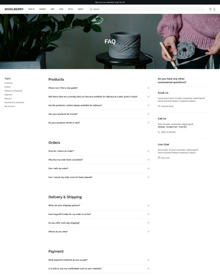 Woolberry Joomla template FAQ Layout