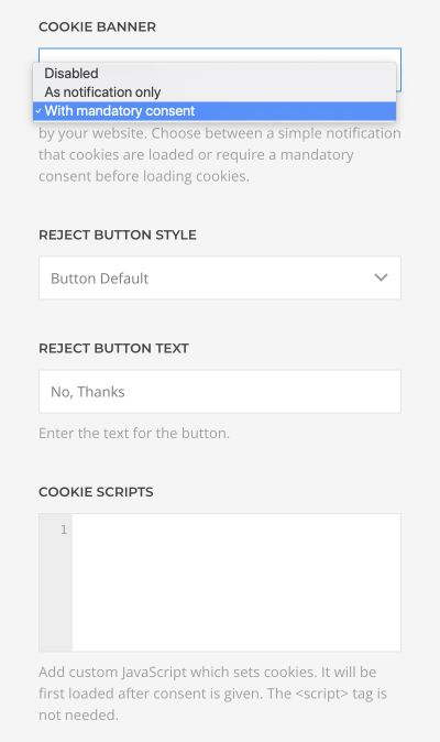 Cookie Banner With Mandatory Consent