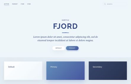 Fjord WordPress theme UI Elements in Light Blue Style