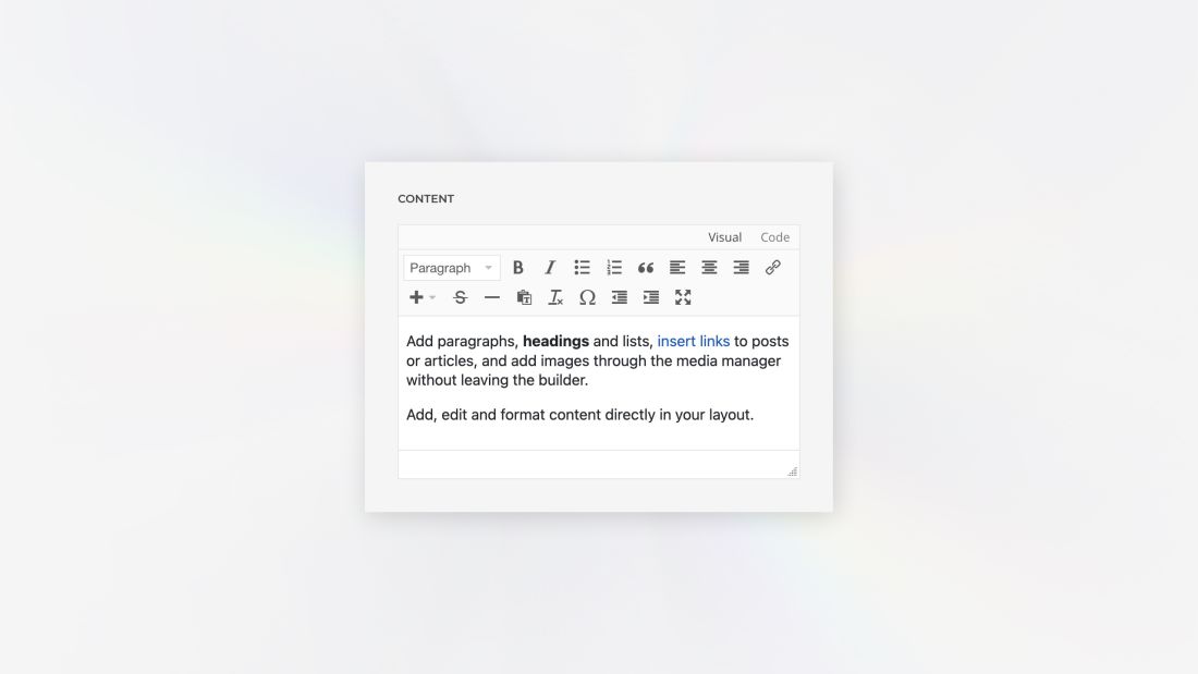 Visual and Code Editors