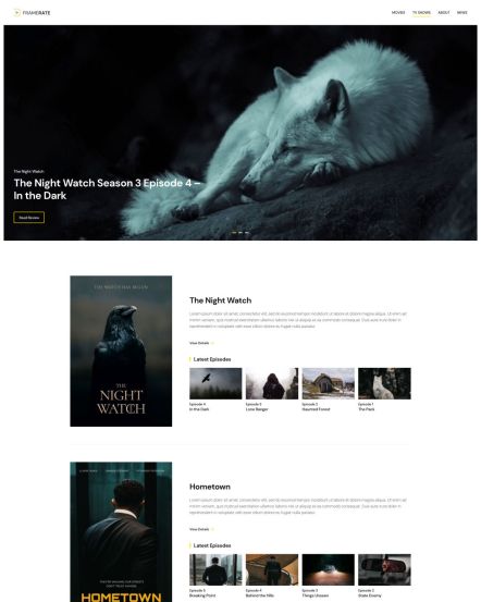 Framerate WordPress theme TV Show Categories Layout